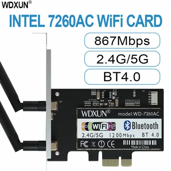 Skrifborð WIFI náist á ný Tjá 7260AC í 2,4 Cm/5GHz Wi-Fi Greindur PCIe Bluetooth 867 4.0 wifi kort skrifborð PCIE WIFI AC-7260