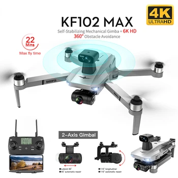 KF102 MAX Skranhaugur 4K Profesional með HD Myndavél 5G WiFi GPS 2-Ás Anti-Hrista Gimbal Quadcopter Brushless Lítill Dron KF102 4k Dron