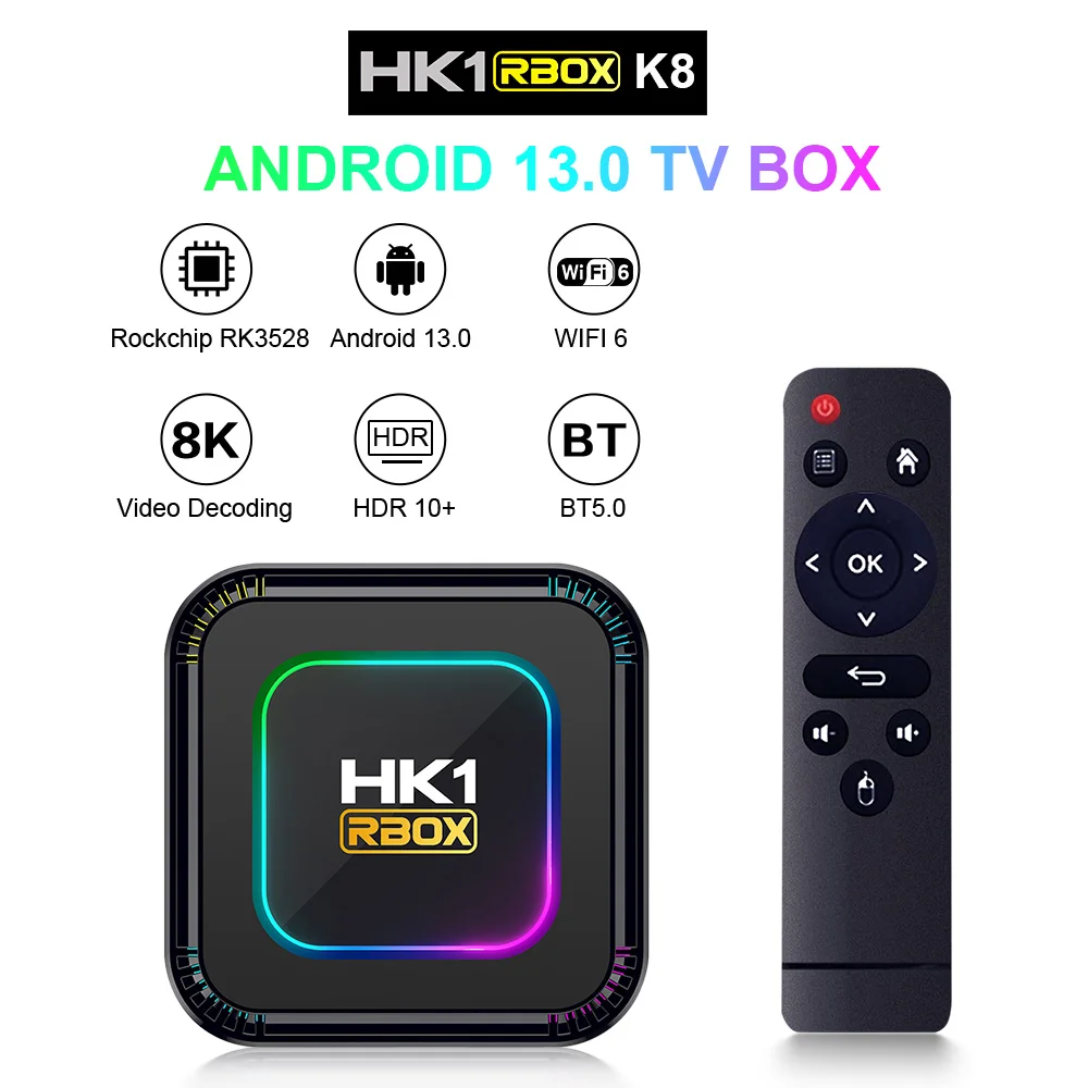 HK1 RBOX Android 13.0 Klár TV KASSI HANDLEGG Heilaberki A53 2/4GB RAM16/32/ 64GB 8K 24fps 3D Wifi 6 2,4 G &5G Fyrir Google Spilari . ' - ' . 2
