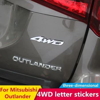 Fyrir Mitsubishi Outlander 2013 2015 2016 2017 2018 Utan Breytt sérstakt 3D 4WD bréf límmiðar fjórhjóladrifinn merki límmiða